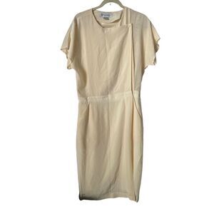 Vintage Cream Silk Argenti Short Sleeve Wrap Dress 14‎